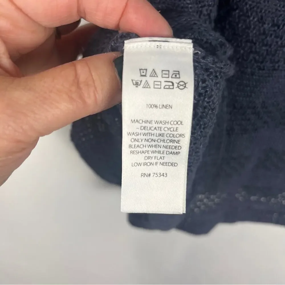 PARADISE BAY Nautical Blue White Trimmed Split Hem 3/4 Sleeve Tunic Coverup Sz M - Picture 6 of 6